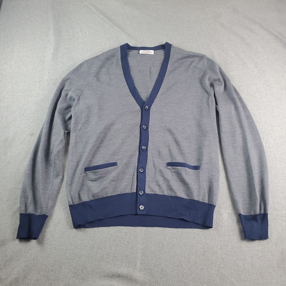 Gran Sasso Cardigan Men 50 Gray Merino Soft Wool V Neck Teacher Minimalist Italy